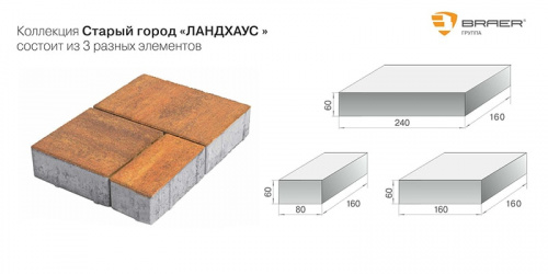 Тротуарная плитка Браер Старый город Ландхаус Колор микс Прайд 60